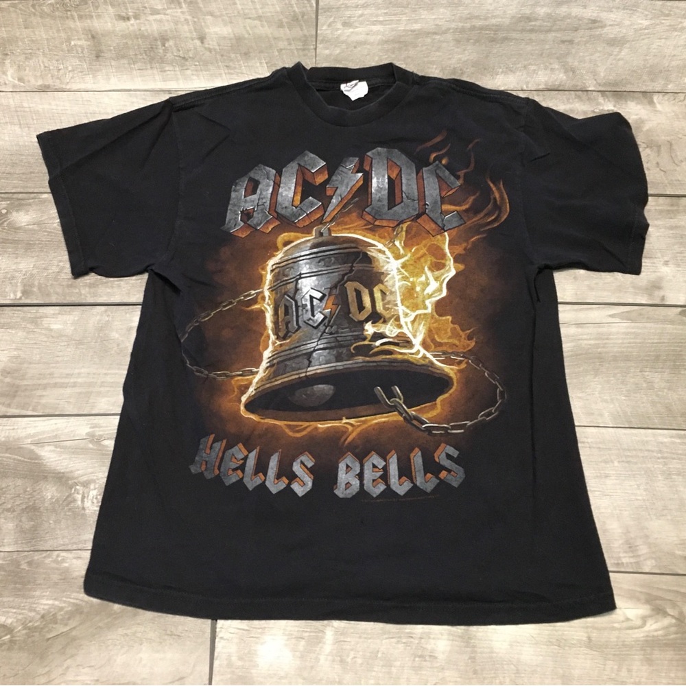 Y2K AC/DC Hells Bells Rock Tshirt Tee Shirt Delta Pro Weight Retro Size Large